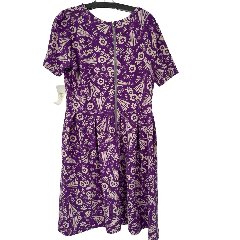 LuLaRoe Women Dress Disney Amelia Purple Floral Poly Spandex 3XL